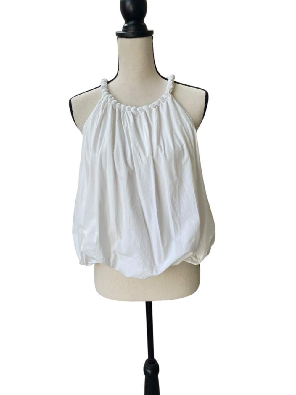 Anthropologie White Braided Halter Bubble Tank